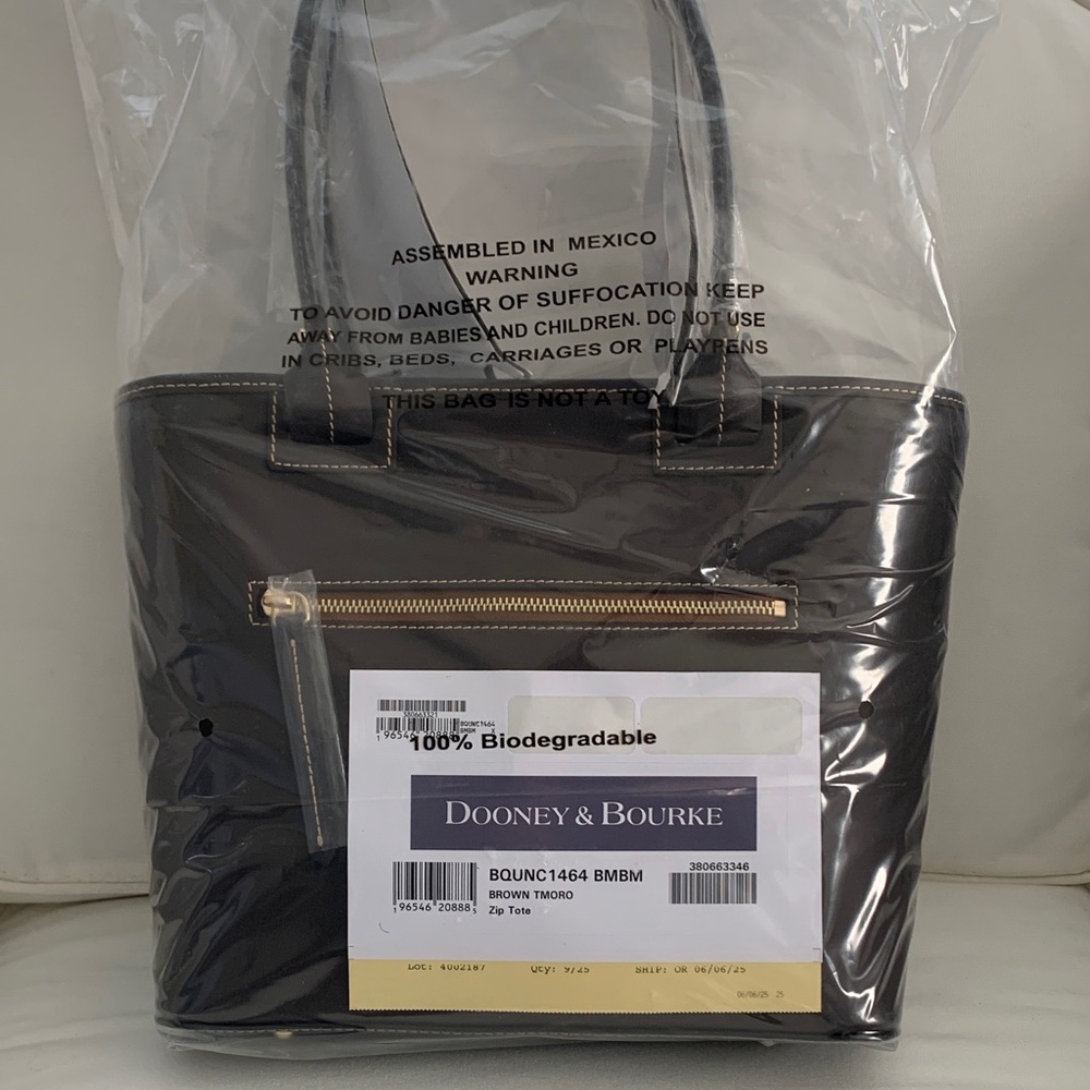 Dooney & Bourke Dark Brown Tote Bag - Picture 3 of 13